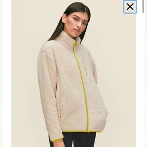 Girlfriend Collective Recycled Full-Zip Fleece. Cream. Size XL.